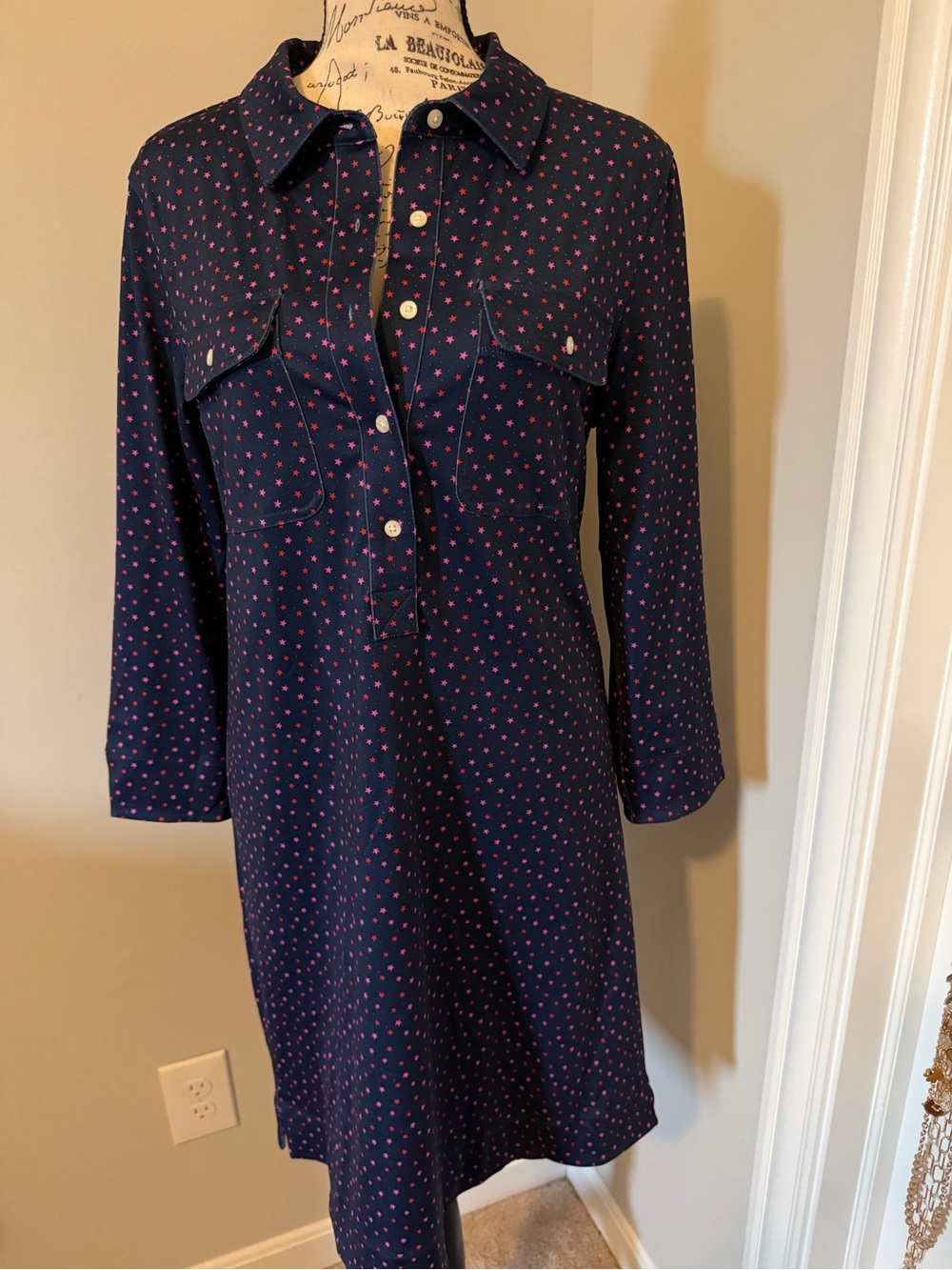 Vineyard vines Navy Blue star Shirt Dress - Women's Casual Shift size M